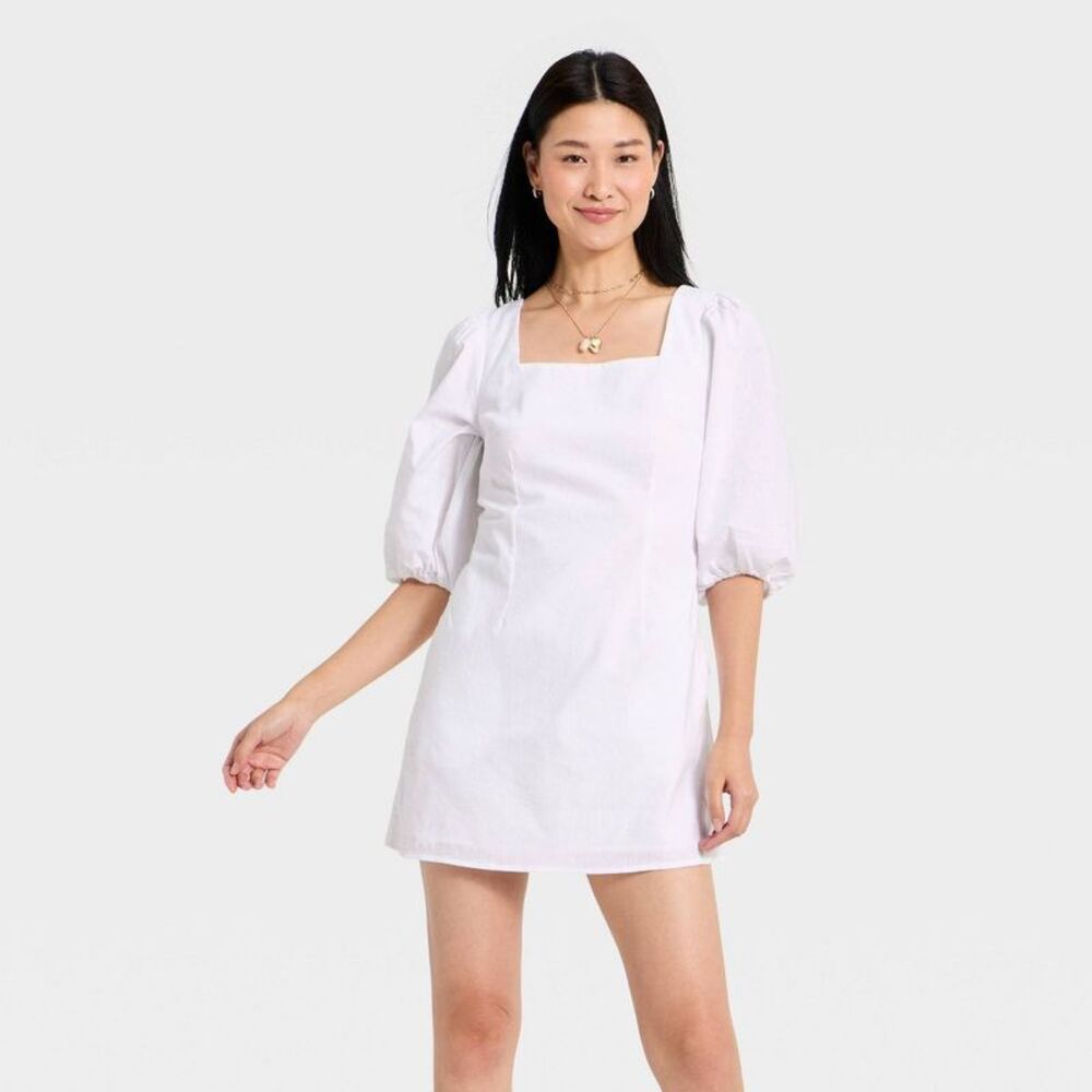 A New Day - Women's Linen Mini Slip Dress - A New Day White XS White